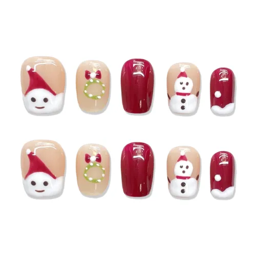 XIAMEIYU Лось Снеговик Ручной Осветляющий Nail Art 15mm Искусственные Ногти Короткий Квадратный Красный Jump Цвет
