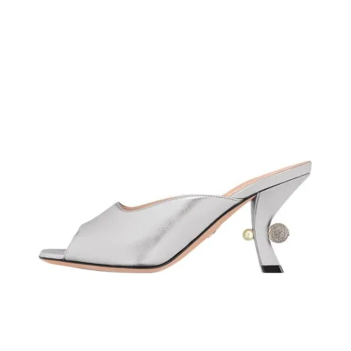 DIOR Tribales Слипоны 8 см Женские Серебряные