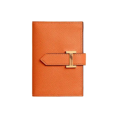 HERMES Bearn Эпсомская кожа Кошелек Мини Женский 93 Оранжевый Hermes