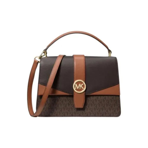 MICHAEL KORS Greenwich Искусственная кожа Одно плечо Сумка Средний Женский Темно-коричневый Черный Кожа Коричневый