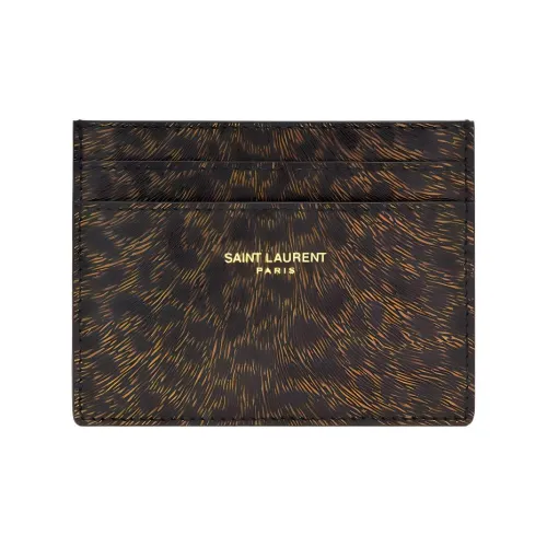 SAINT LAURENT Телячья кожа Держатель для карт Держатель для карт Мужской Черный Коричневый