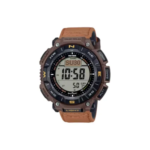 CASIO Mountaineer Collection Солнечный механизм Кожаный ремешок Часы Унисекс Серый циферблат