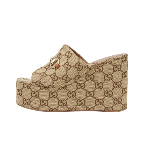 GUCCI Шлепанцы с пряжкой Horsebit 10,4CM женские коричневые