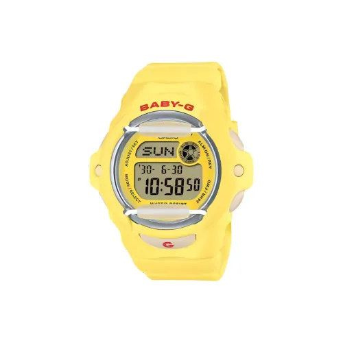 CASIO Baby G Кварцевый механизм Смольный ремешок Часы Мужские Желтый циферблат часов