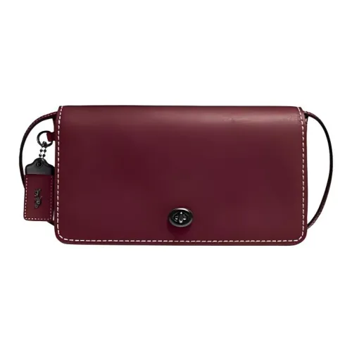 COACH Dinky Хромовая дубленая кожа гладкая отделка кожаная сумка через плечо женская бордовый