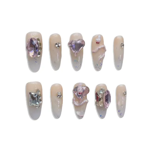 XIAMEIYU Премиум Змейка-малыш Телесный False Nail Миндаль Ледяная прозрачность Розовый Смудж 30MM