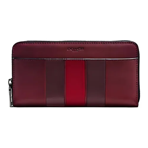 COACH Аккордеонный кошелек Телячья кожа Внутреннее отделение Кошелек Маленький Женский Вишнево-красный