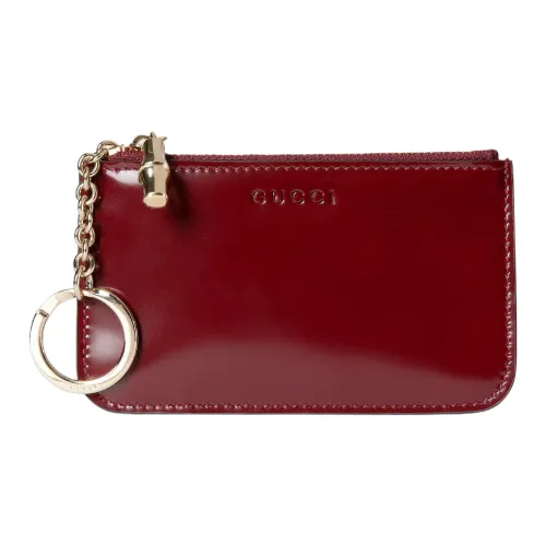 GUCCI Бамбук Кожа Key Pouch Маленький Женский Красный