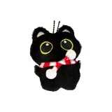 Красный шарф - маленькая черная кошка - кукла - подвеска