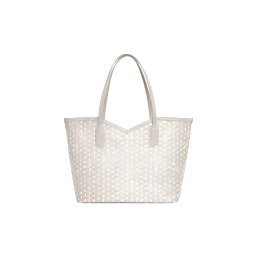 Moynat Холст с кожей Комбинированный Тоут Сумка Сумка для покупок Сумка Женская Серый