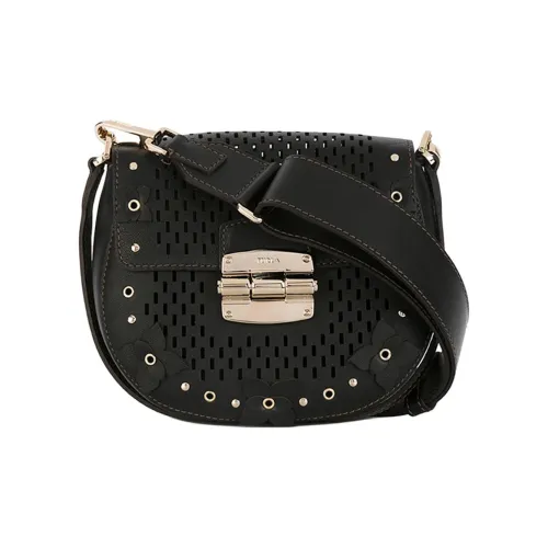 Furla Club 2 Коровья кожа Сумка через плечо Мини Женская Черная