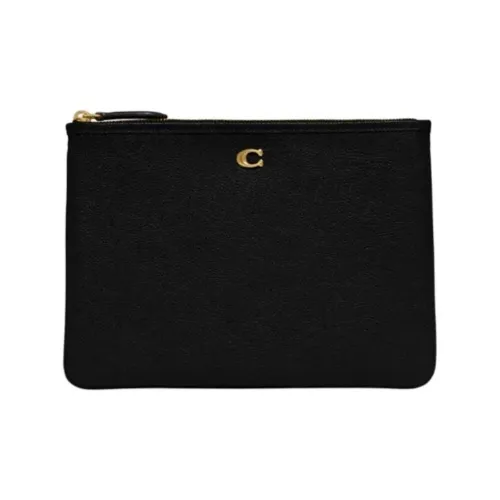 COACH Pouch Коровья кожа Маленькая сумочка Клатч Большой Унисекс Черный