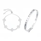 Серебряный браслет с римскими цифрами, комплект комбо