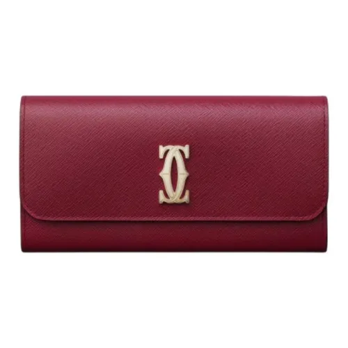 Cartier C De Cartier Collection Телячья кожа Кошелек Женские Вишнево-красный