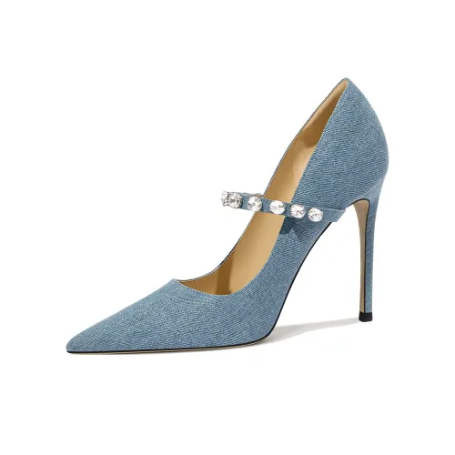 Lily Wei Узкий каблук Высокие каблуки Женские Джинсовый синий