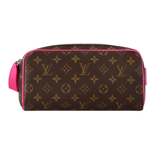 LOUIS VUITTON Dopp Kit Кожа Туалетная Сумка для Мужчин Розовая Красная и Коричневая
