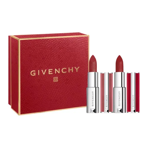 Givenchy Красный Lucky Позолоченный Ограниченный Двойной Коробка Помады Велюр Легко Смешиваемый Natural 3,4G*2