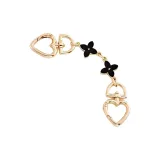 [Комплект из двух частей] Черное сердце, застежка, клевер четырехлистный, цепь-удлинитель + декоративная цепочка 40 см