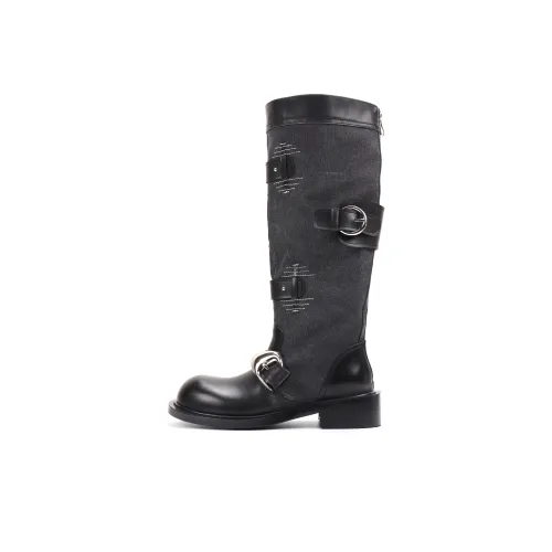 Asthershop Женские высокие сапоги на колено черные