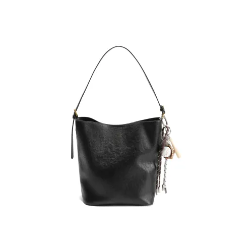 BELLE Искусственная кожа через плечо Сумка Сумка через плечо Сумка-ведро Женская Черная Хаки