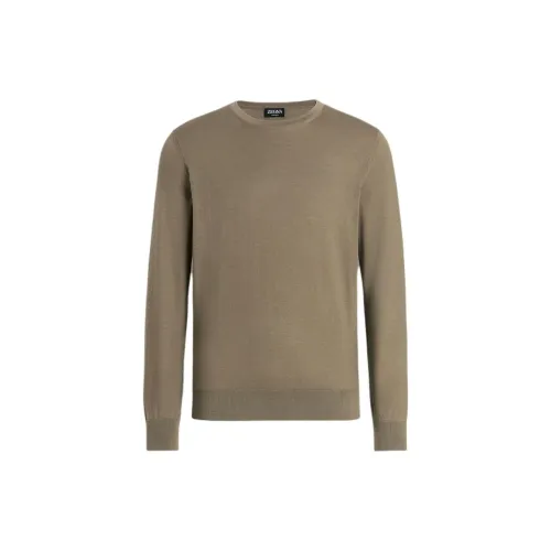 Ermenegildo Zegna Хаки Мужские кашемировые свитера