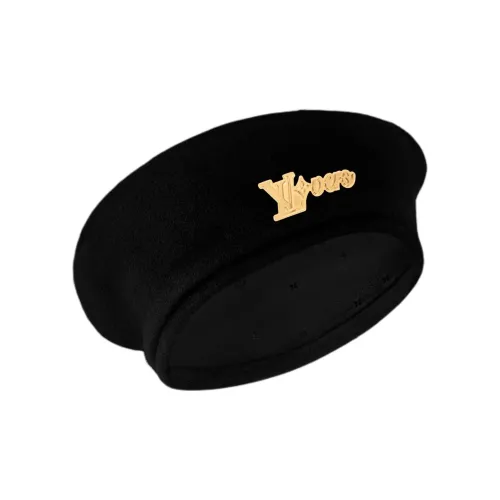 LOUIS VUITTON Шерсть Металл Береты Унисекс Черный