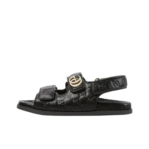 GUCCI Double G One Strap Sandals Women's Black