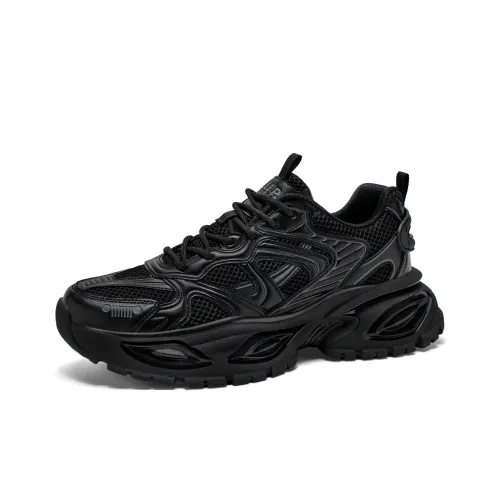 JEEP SPIRIT Амортизация Устойчивый к истиранию Дышащий Увеличение высоты Низкий Топ Тяжелая подошва Мужские Черные