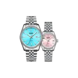 Серебристый Синий + Серебристый Розовый (Парные Часы)