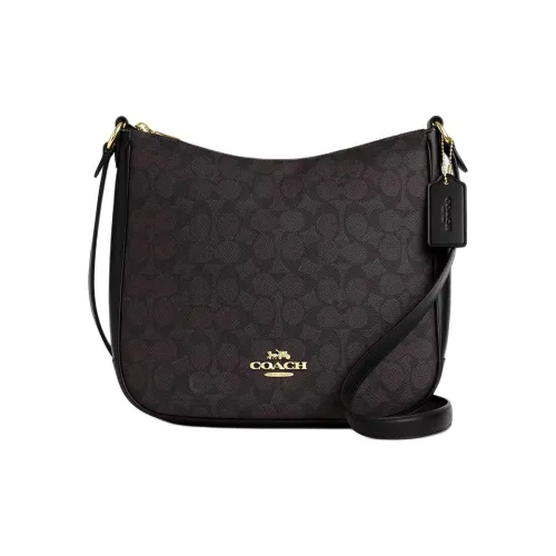 COACH Ellie Покрытие Холст Сумка через плечо Сумка на плечо Женская Черная Красная