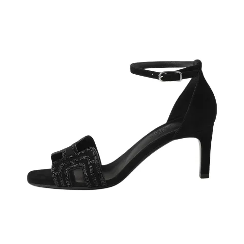 HERMES Joy 70 One Strap Sandals 7cm Women's Black
