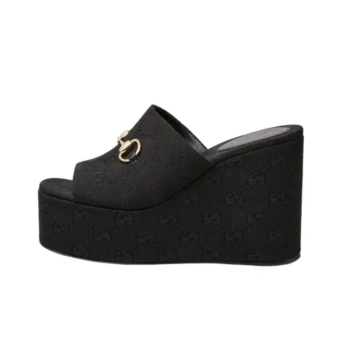 GUCCI Шлепанцы с пряжкой Horsebit 10,4CM женские черные