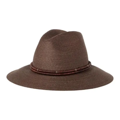 BRUNELLO CUCINELLI Хлопок Ацетат Телячья кожа Латунь Льняная ткань Нейлон Шапки Кепки Женские Коричневый