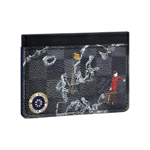 LOUIS VUITTON Damier Графитовый с покрытием холст кожа вставки держатель для карт стандартный мужской черный серый