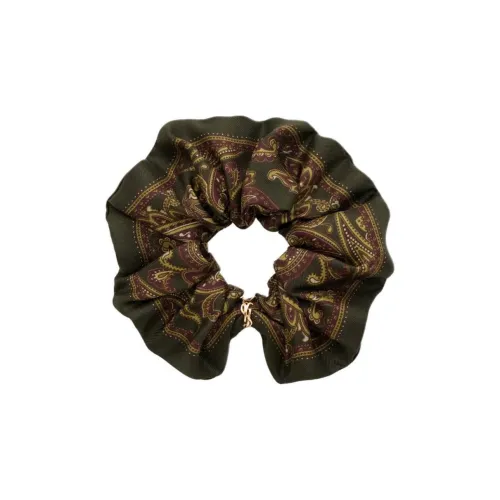 SAINT LAURENT Металл Шелк Тутовая Резинка для волос Унисекс Оливковый