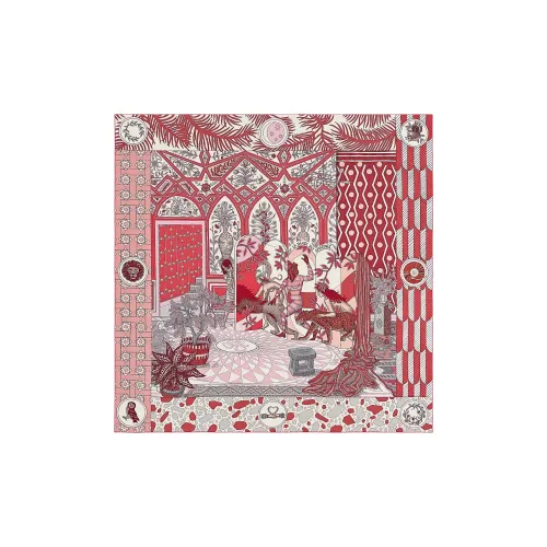 HERMES Кашемир Шелк Палантины Женские Красный