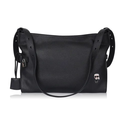 Сумка через плечо из натуральной коровьей кожи женская черная бренд KARL LAGERFELD