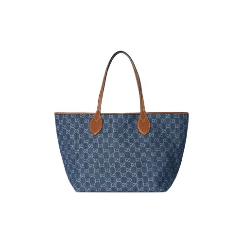 GUCCI Totissima Деним Тоут Сумка Сумка для покупок Сумка на плечо Средний Женская Синяя