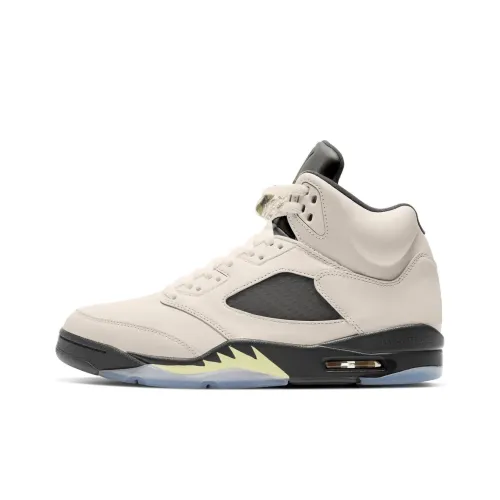 Jordan Air Джордан 5 Противоскользящие Устойчивые к износу Высокие Баскетбольные Кроссовки Винтажные Женские Белые Черные