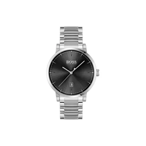 Hugo Boss Мужские часы Кварцевый механизм Ремешок из нержавеющей стали 42 мм Черный циферблат