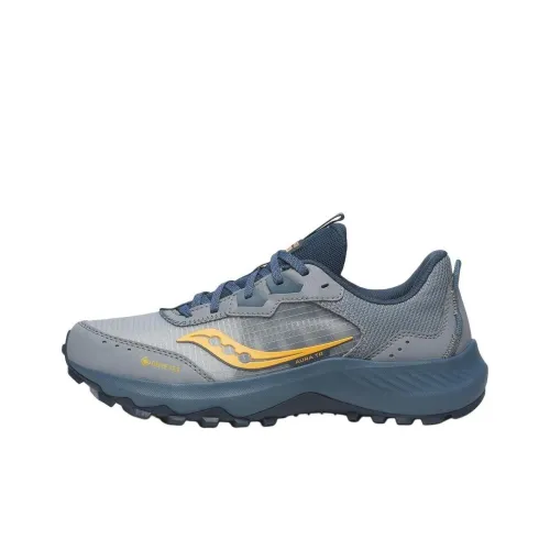 Saucony AURA TR Slip-resistant Abrasion-resistant Low-top Trail Running Shoes Women's Gray Blue Сaucony AURA TR Противоскользящие Износостойкие Низкие Кроссовки для Беговых Пути Женские Серый Синий