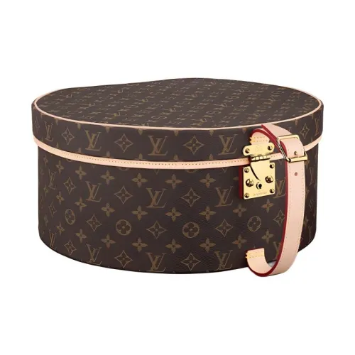 LOUIS VUITTON Холст и кожа Шляпа Коробка для хранения Женская Коричневая