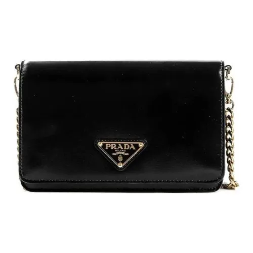 PRADA Triangle Телячья кожа Плечевая сумка Стандартная Женская Черная
