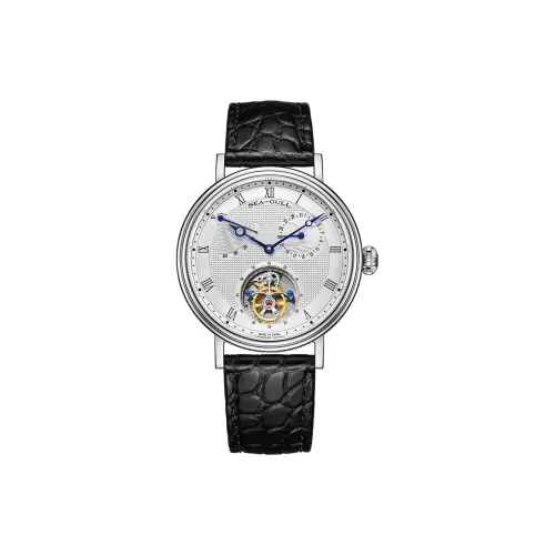 Sea Gull Tourbillon Collection Механизм с ручным заводом натуральная кожа ремешок часы для мужчин белый циферблат
