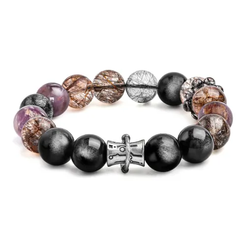 Cuud Серебряный Sheen Обсидиан Браслеты Мужской