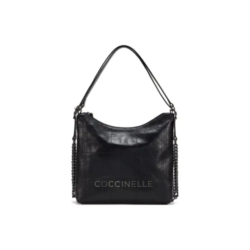 COCCINELLE Вощеная кожа Сумка через плечо Большая Женская Черная Светло-серая