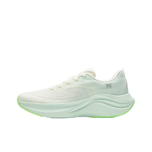 ANTA Leaf 6,0 Беговые кроссовки Низкий топ Айвори белый/Светлый Солнечный зеленый Женские