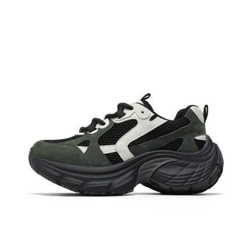 NAVIGARE Маленький Парус Высокий Топ Кроссовки с Толстой Подошвой Женские Черные Зеленые