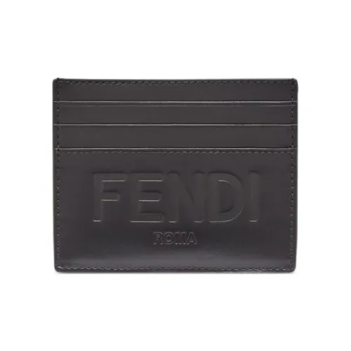 FENDI Телячья кожа Держатель для карт кошелек Мужской Черный