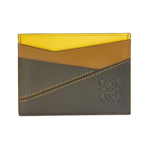 LOEWE Пазл Телячья кожа Держатель для карт Мужской Лимон Хаки зеленый